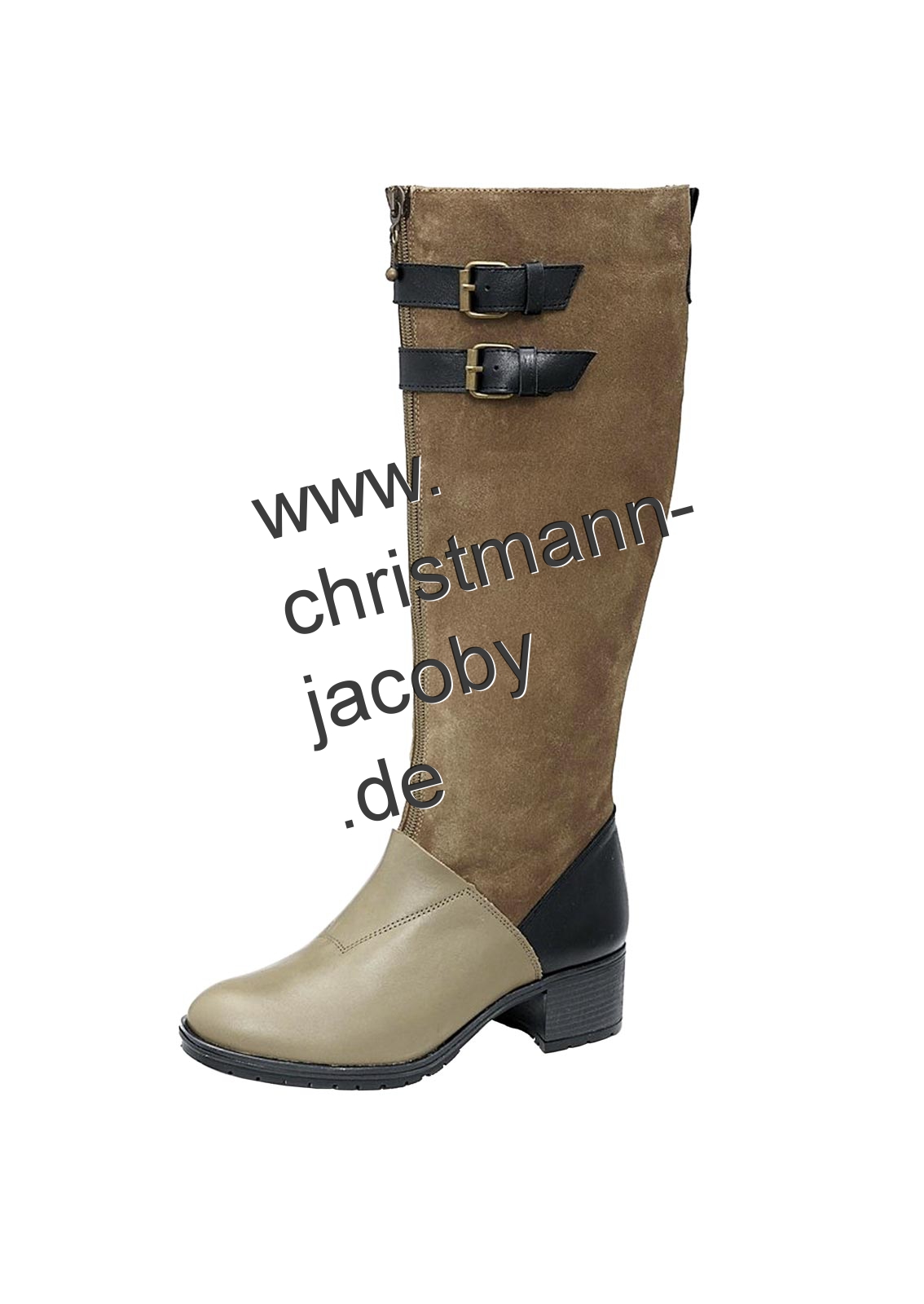 Lederstiefel, hellbraun-beige