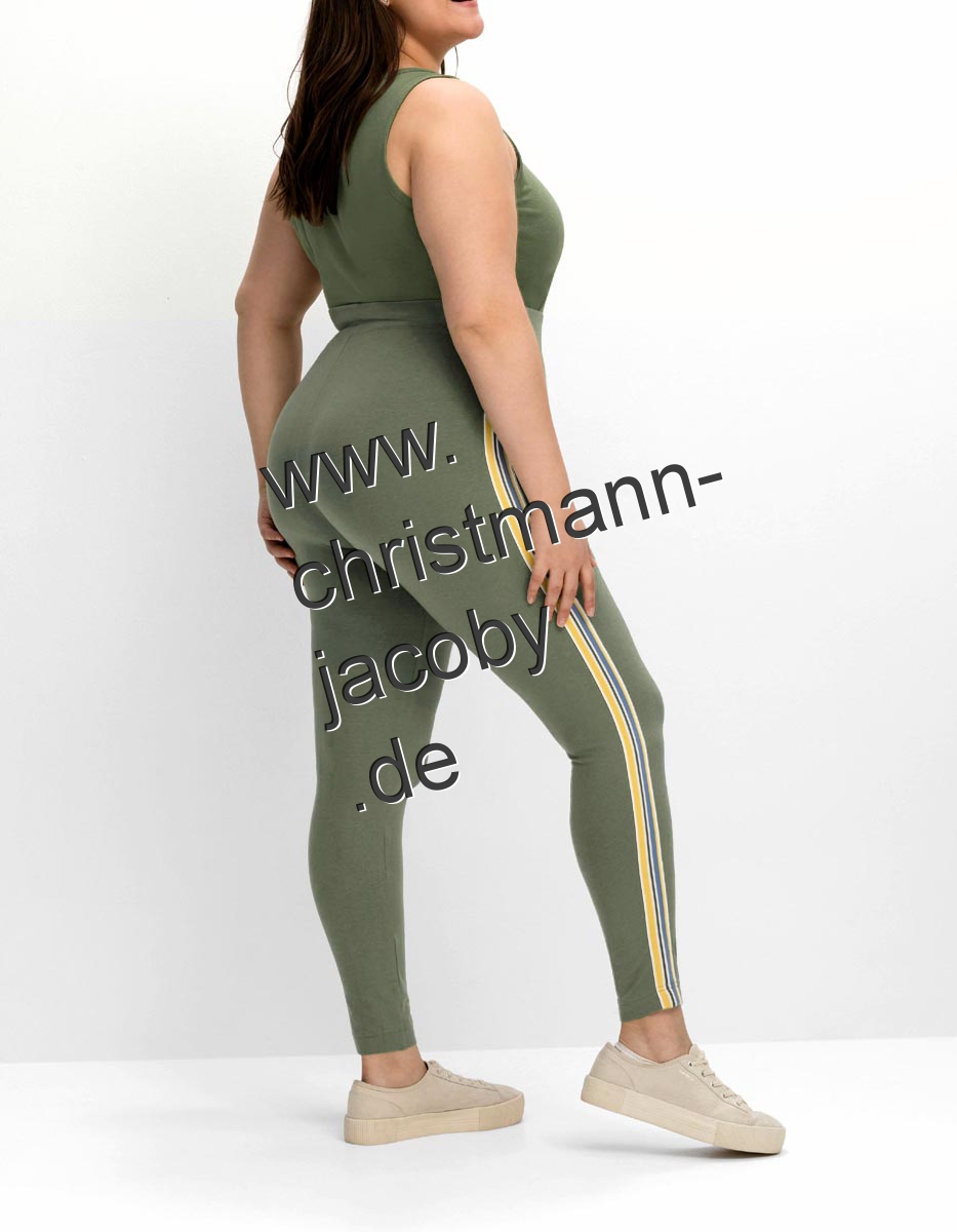 Leggings with galoon stripes on the side, khaki