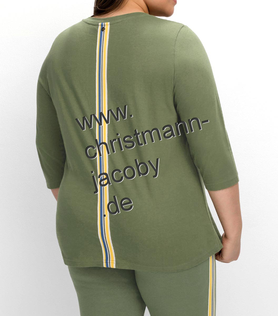 Shirt with stripes and button border, khaki