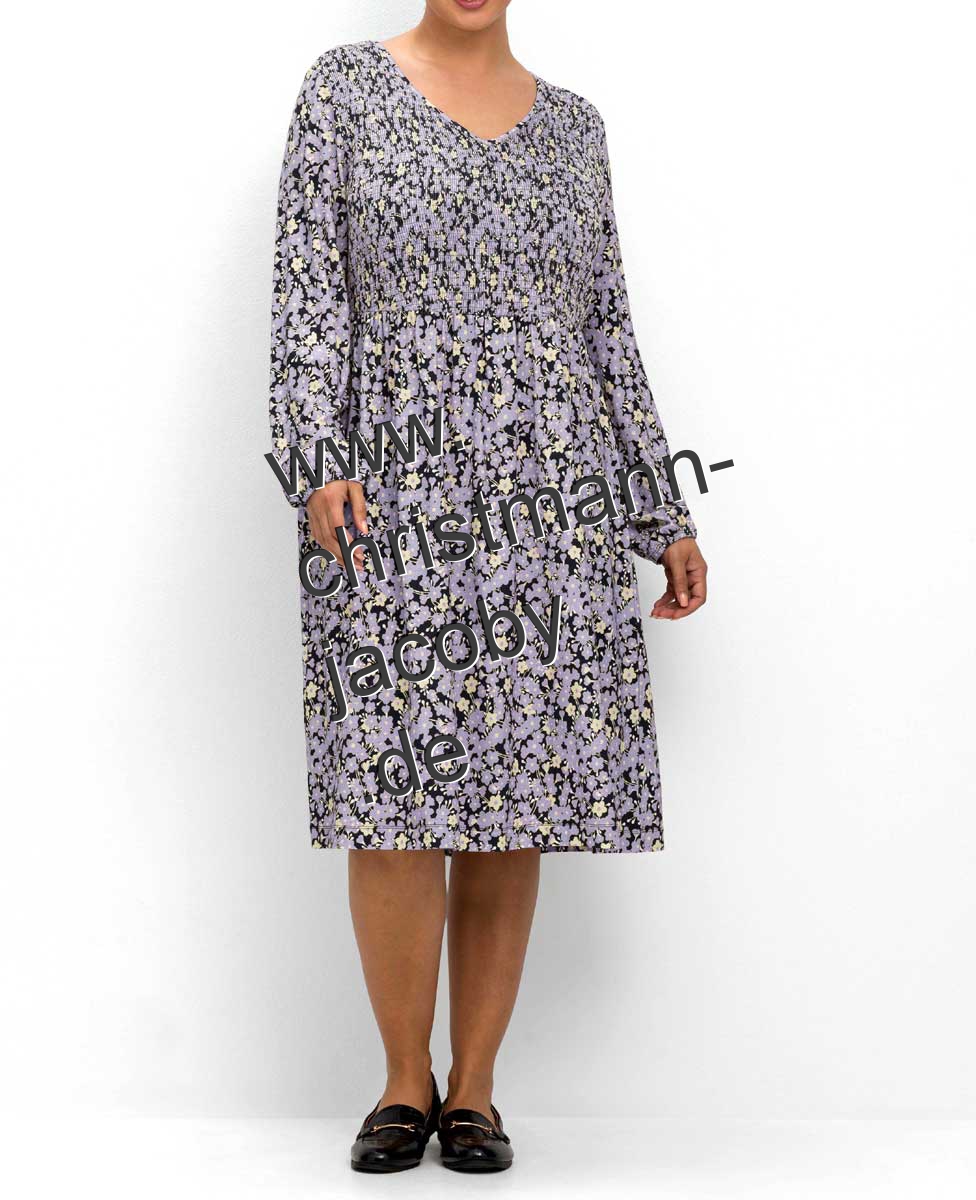 Jersey dress with print, lavender-grey