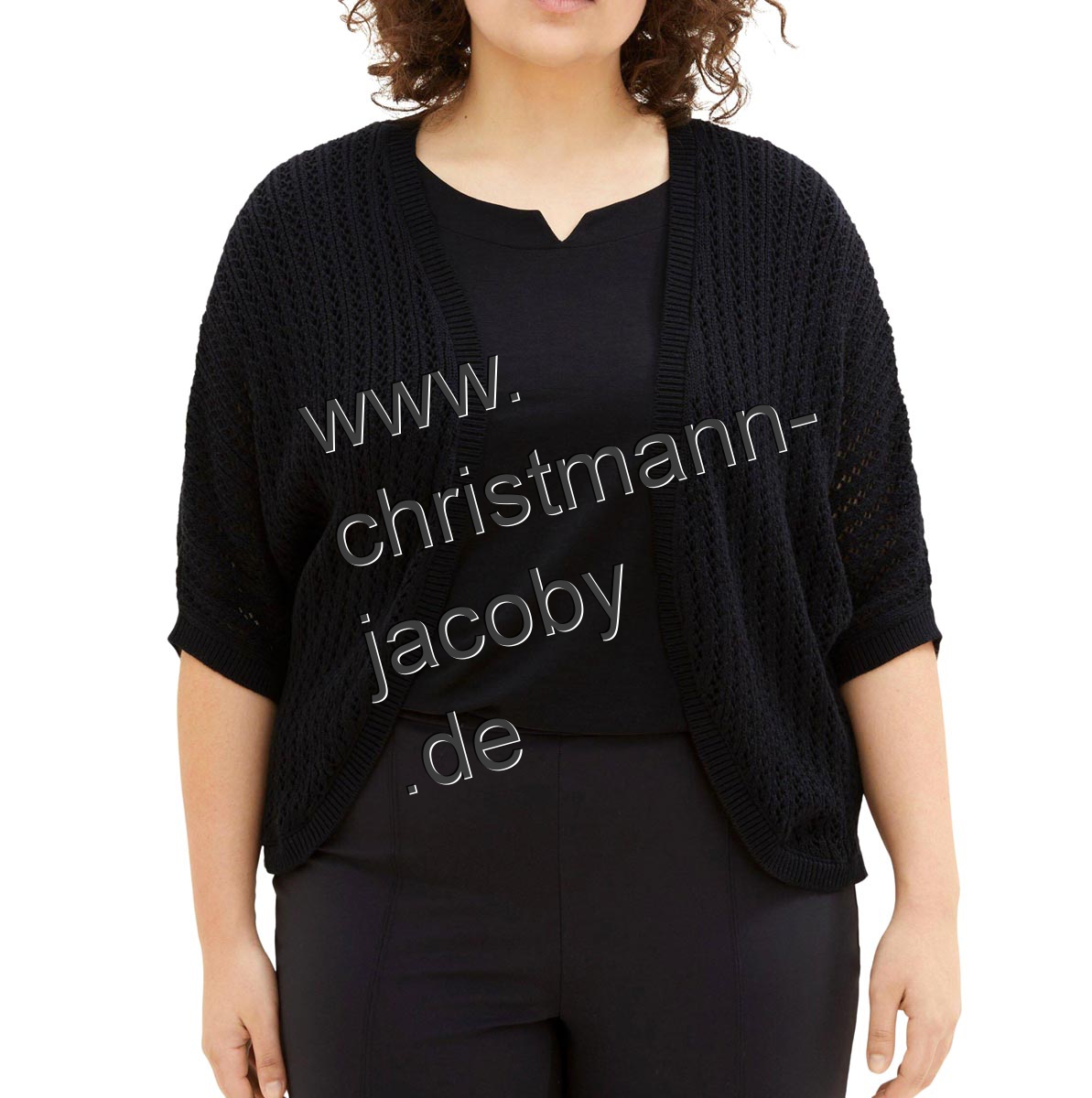 Marken-Bolero-Strickjacke, schwarz