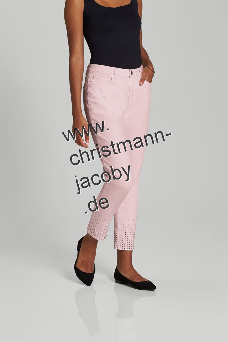 Stretch jeans with rivets, rosé